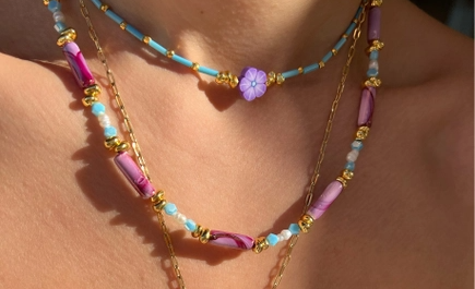 Handmade Purple Beaded Necklace - Beciga