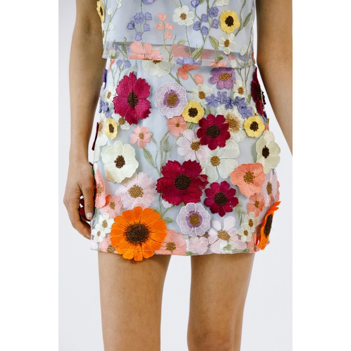 Aria Floral Applique Mini Skirt