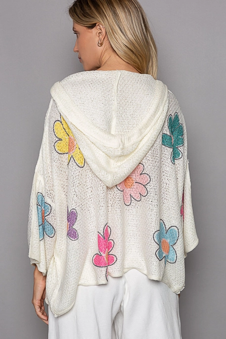 Cora Colorful Flower Print Hooded Sweater