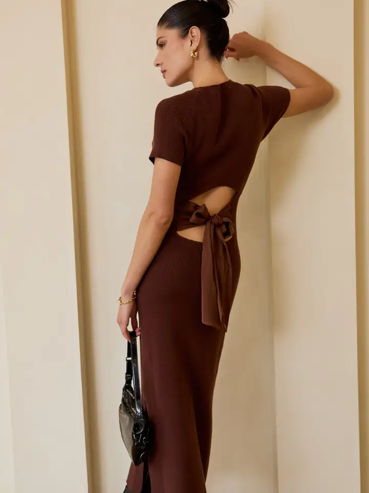 blakely midi dress Blakely Back Tie Sweater Midi Dress