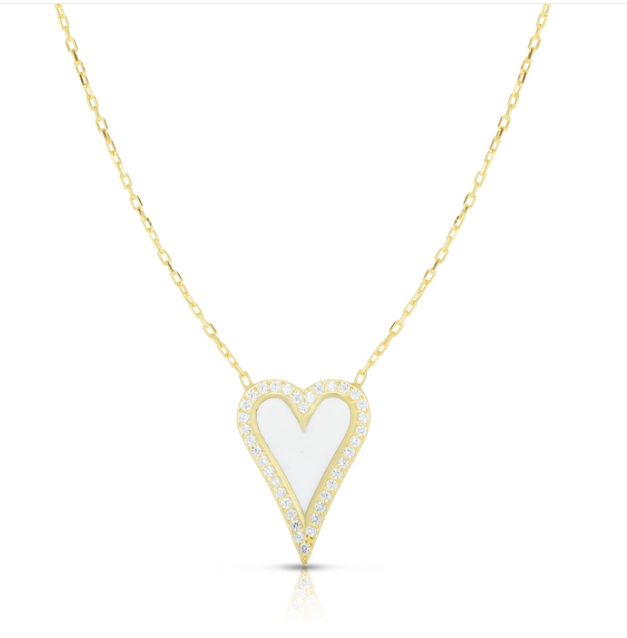 Heart Enamel Necklace White - Beciga