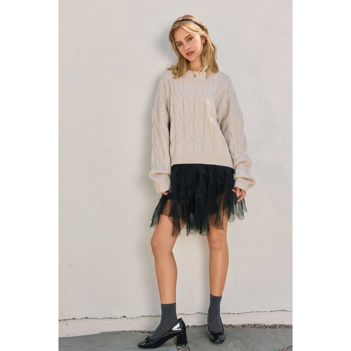 Frosted Mesa Relaxed Cable Knit Sweater