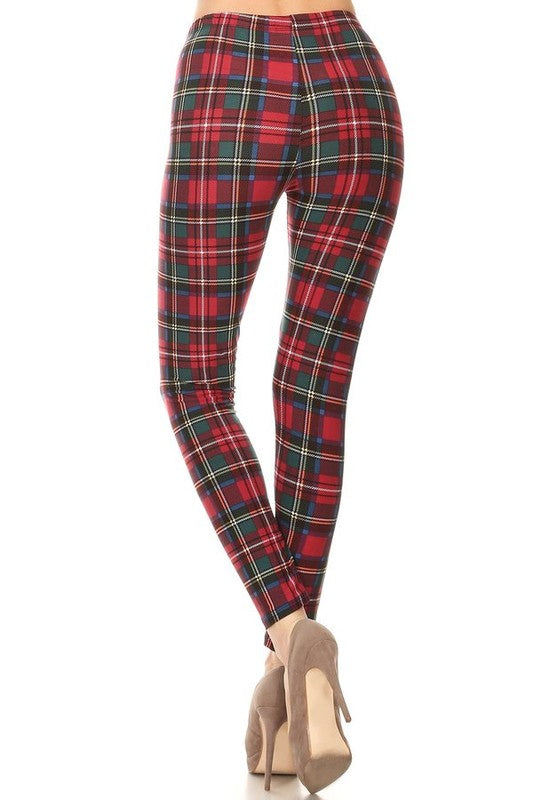 Plaid Patterned High Waisted Leggings