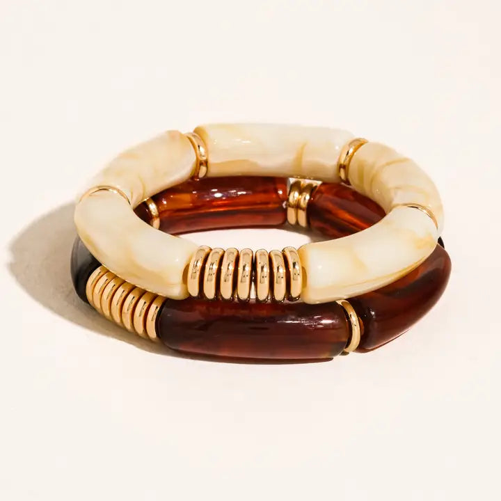Cove 18K Gold Non Tarnish Chunky Resin Bangle Set
