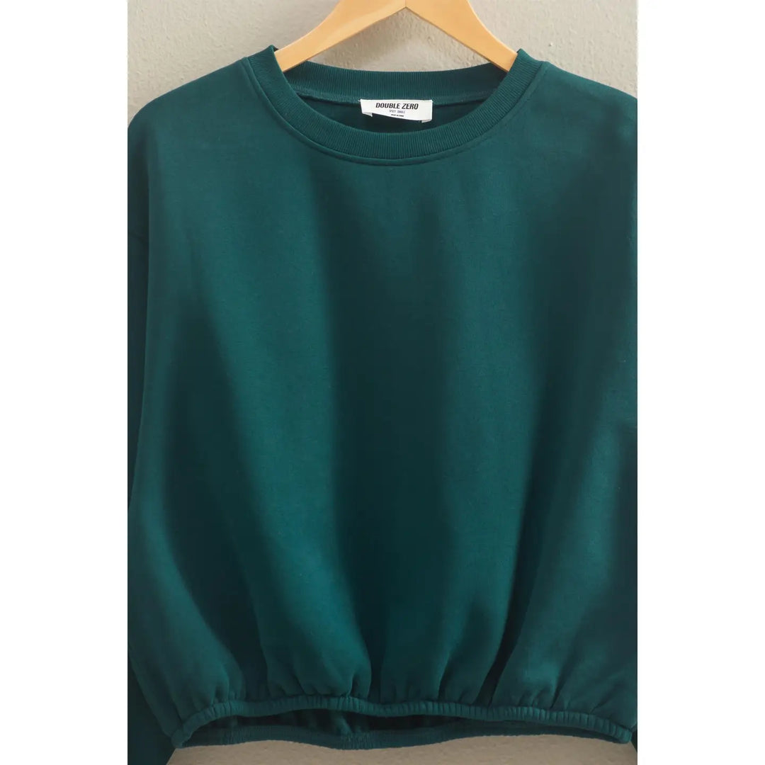 Elastic Hem Cropped Sweatshirt Casual Fit