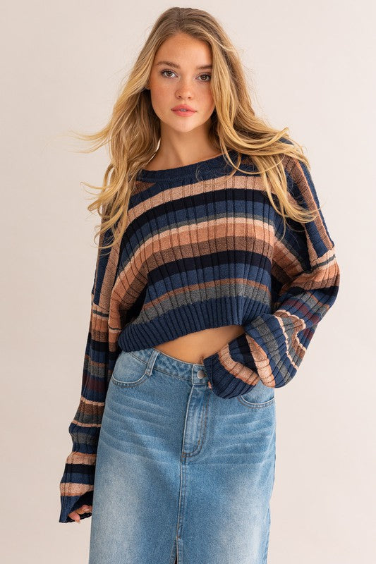 Sadie Ribbed Printed Sweater - Beciga