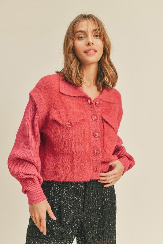 Bree Collared Button Down Sweater Jacket - Beciga