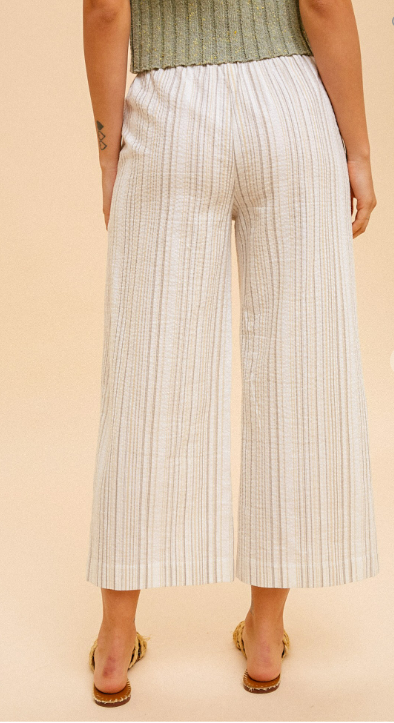 Lia Linen Stripe Wide Pants - Beciga