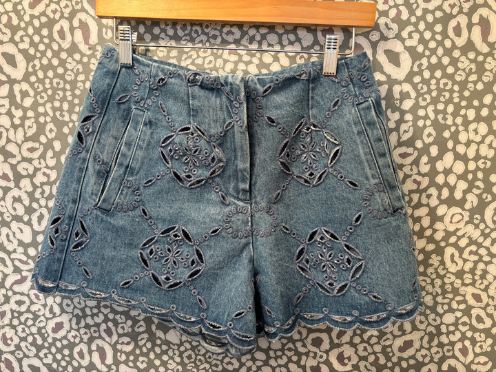 Scallop Hem Eyelet Shorts