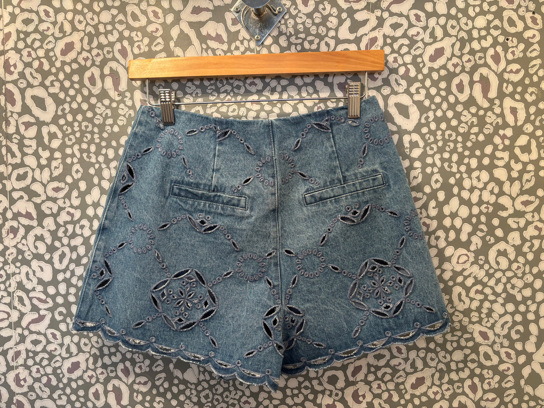 Scallop Hem Eyelet Shorts