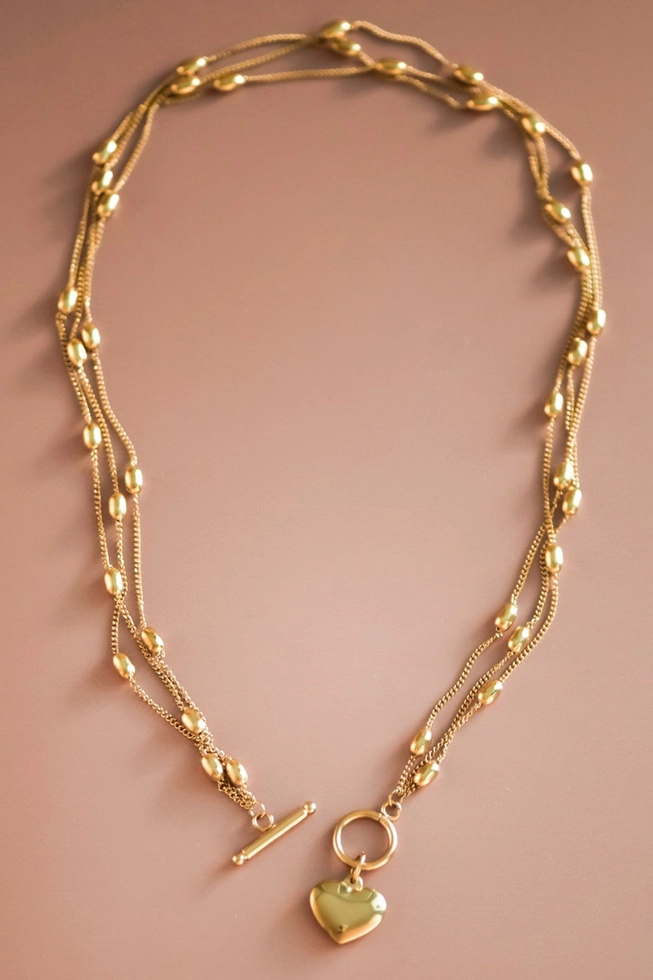 18K Gold Plated Chain Necklace with Heart Pendant