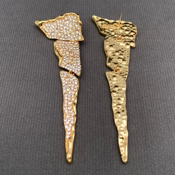 Vintage Rhinestone Inlaid Geometric Earrings