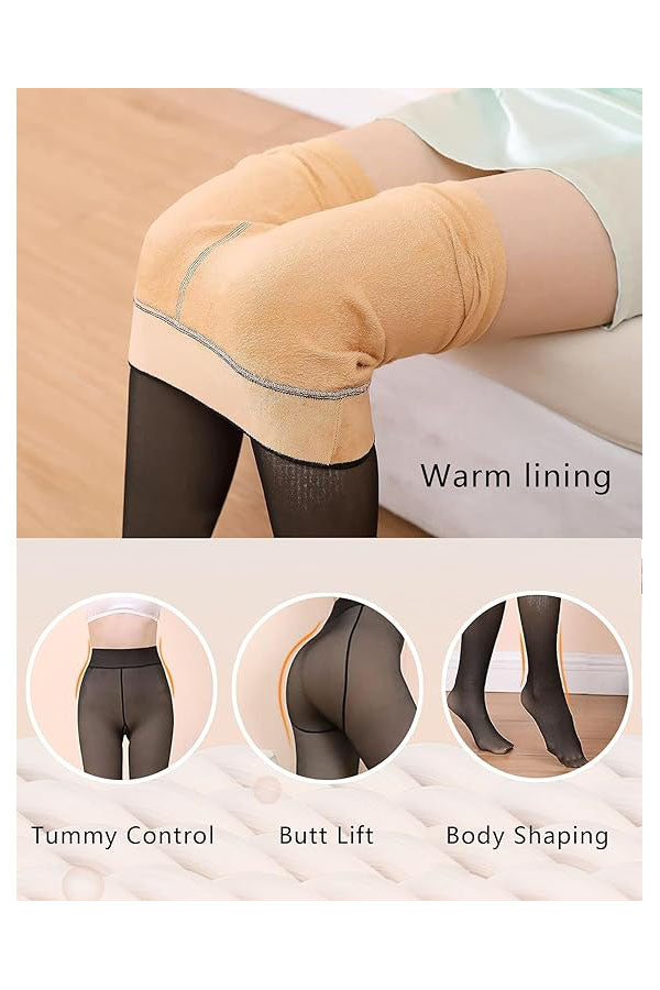 Winter Warm Fleece Tights Hosiery with Sculpting Butt
