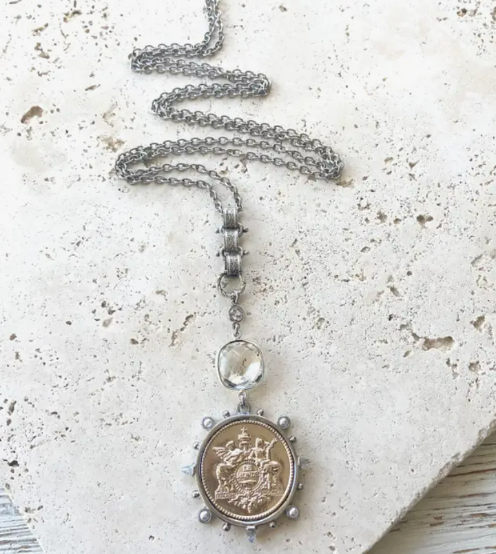 French Coin Medallion Necklace - Beciga