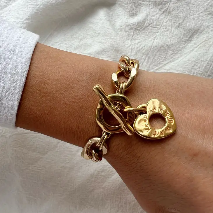 Gold Chunky Heart Bracelet - Beciga