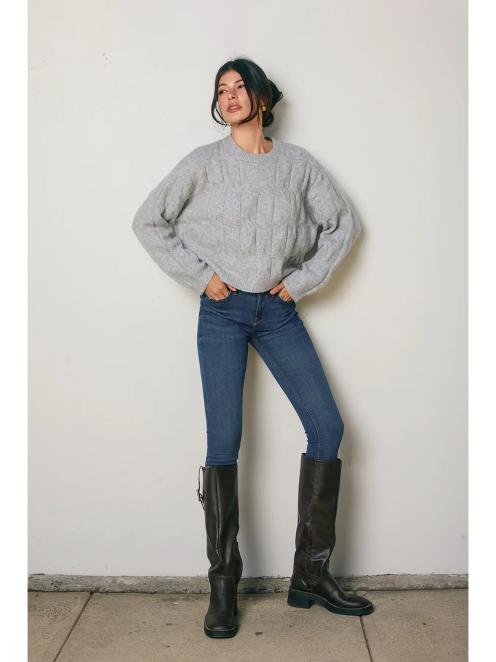 Frosted Mesa Relaxed Cable Knit Sweater