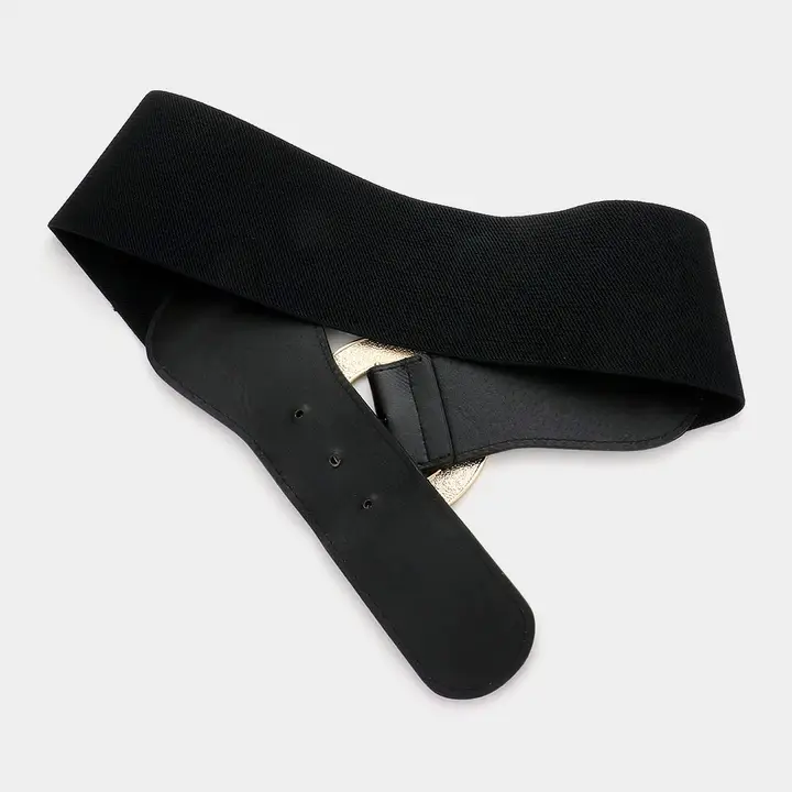 Rhinestone Embellished Open Circle Buckle Stretch Elastic Belt ( 3 Colors!)