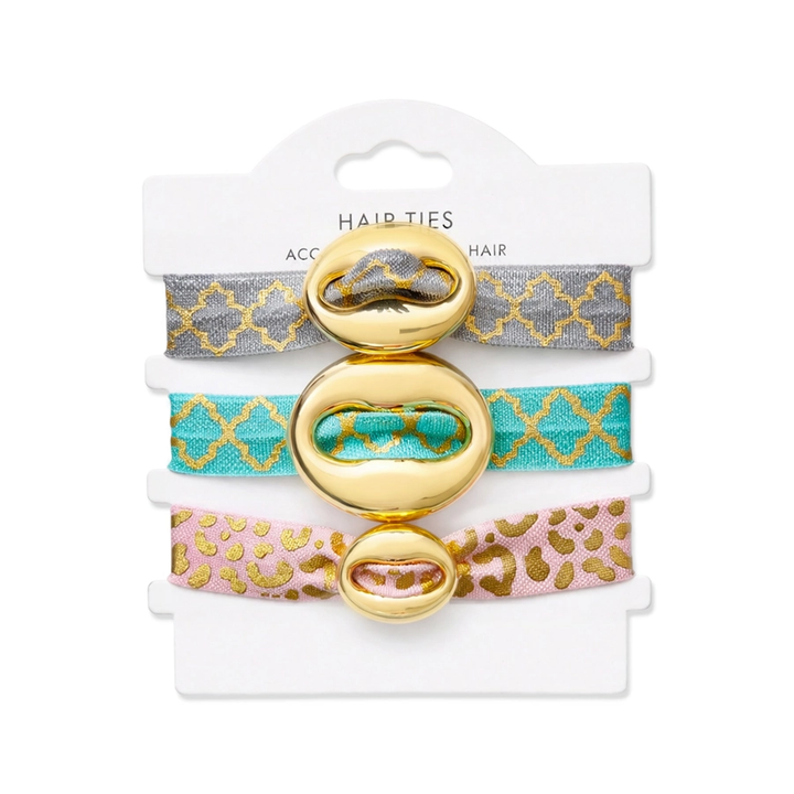 3pc Animal Print Hair Tie Bracelet Set