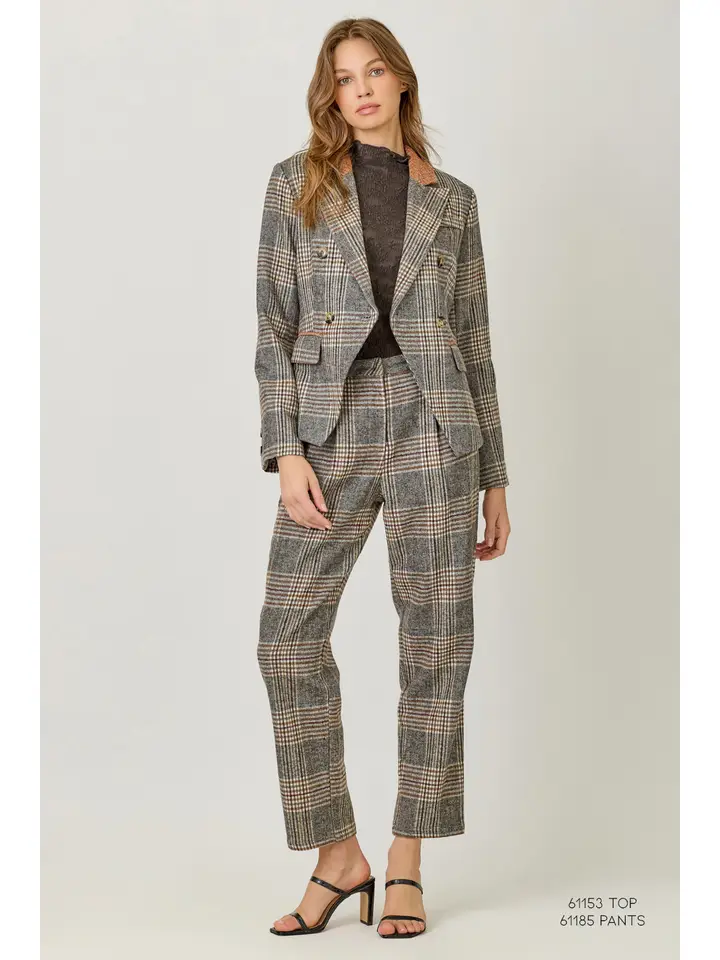 Drew Plaid Double Breasted Blazer