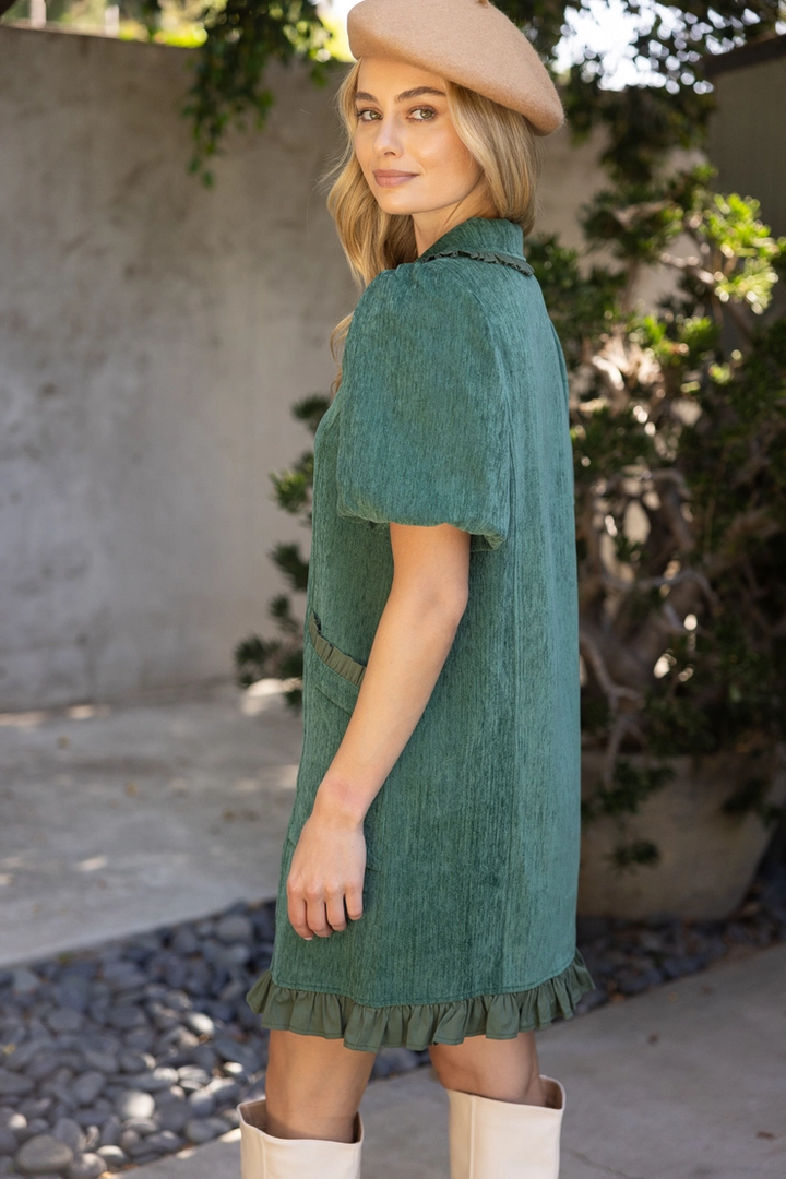 Raquel Ruffle Pocket Detail Dress(available in burgundy only)