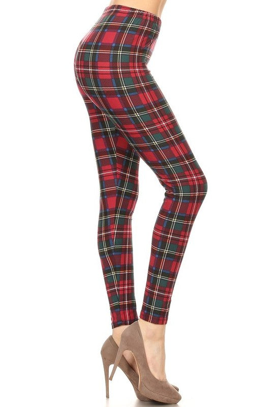 Plaid Patterned High Waisted Leggings