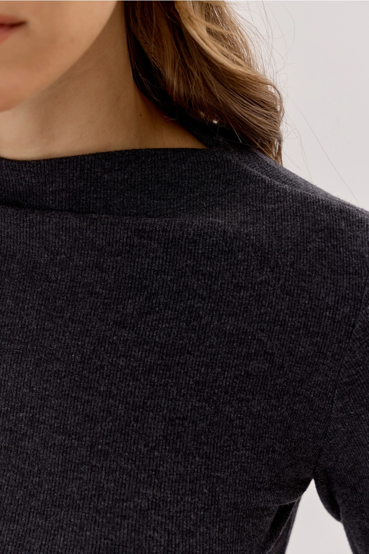 Basic Ribbed Mockneck Knit Top(available in  burgundy, black, & H. Charcoal)