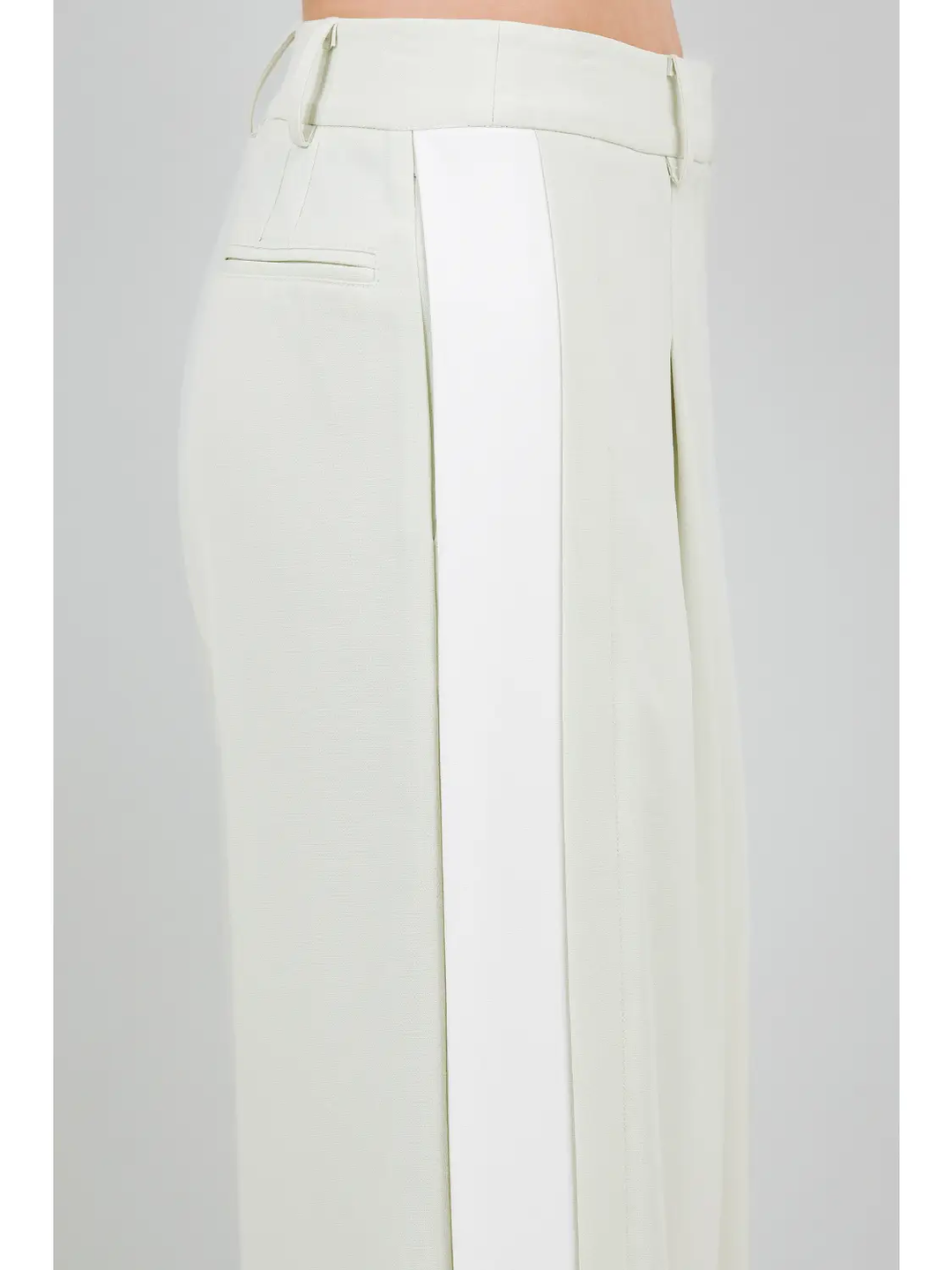 Contrast Side Panel Wide Leg Soft Woven Trousers