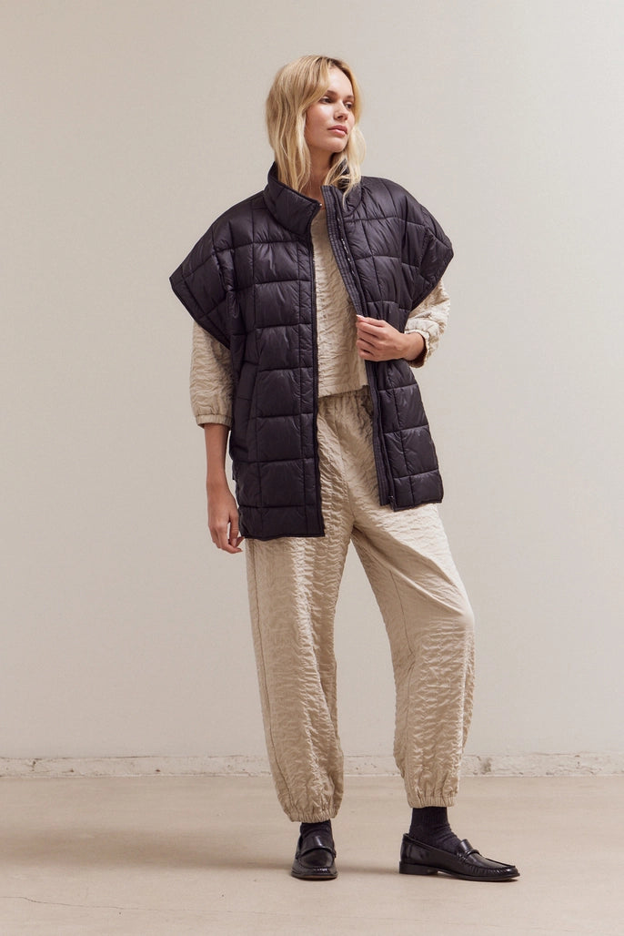 High Neck Zip Up Quilting Padded Vest