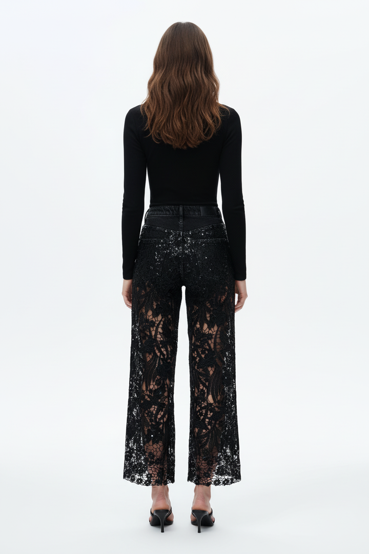 Back view - black lace jeans