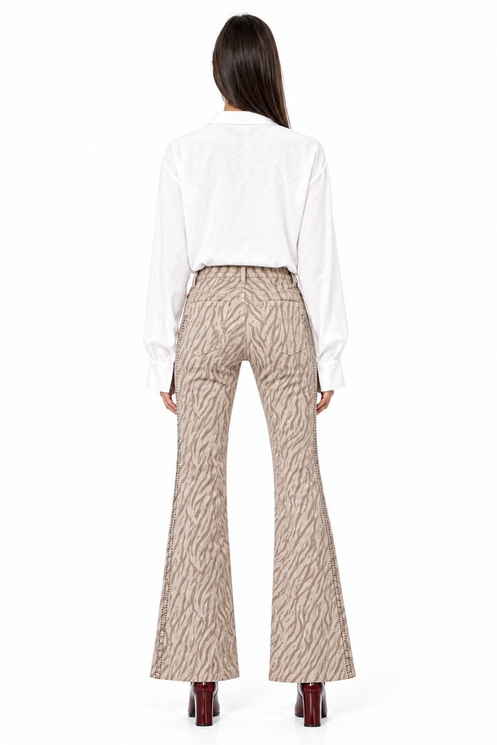 Back view of Beciga zebra-print jeans