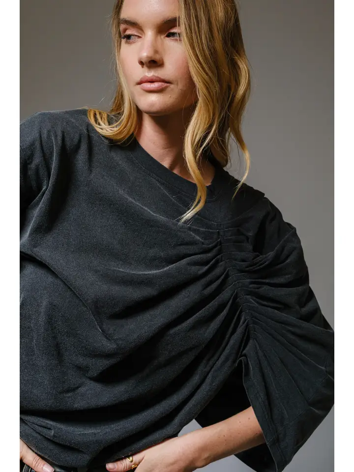 Washed Draped Pleated T-Shirt