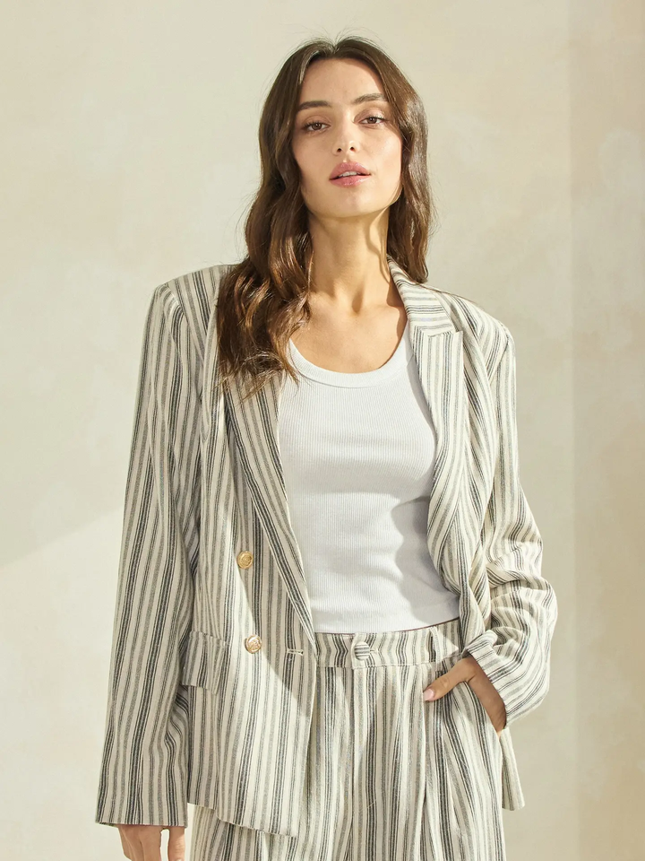 Striped Double Breasted Blazer