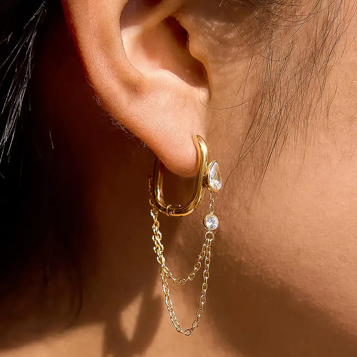 Lucienne  Cz Chain Link Drop Earrings