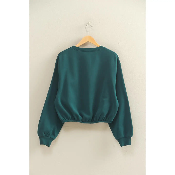 Elastic Hem Cropped Sweatshirt Casual Fit