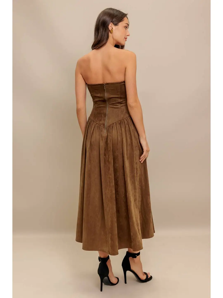 Faux Suede Midi Dress