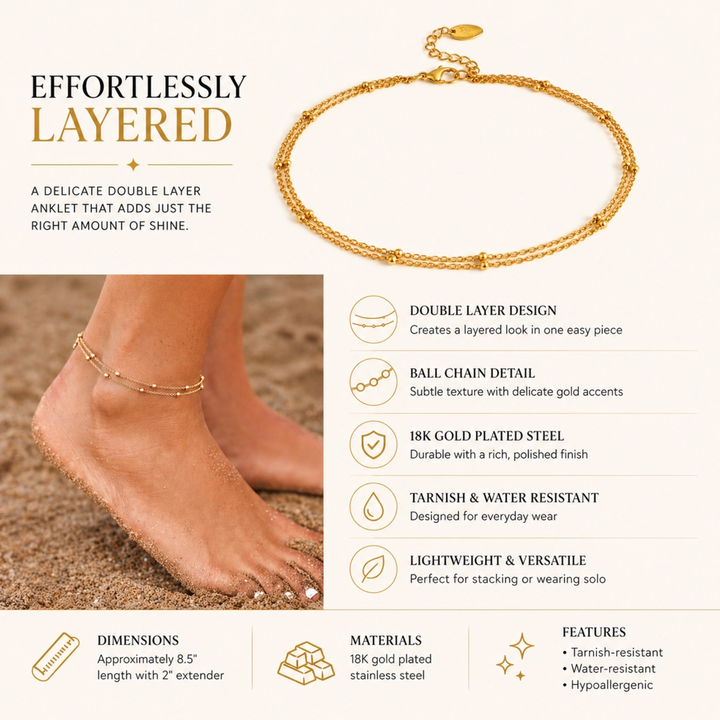 Double Layer Ball Chain Anklet