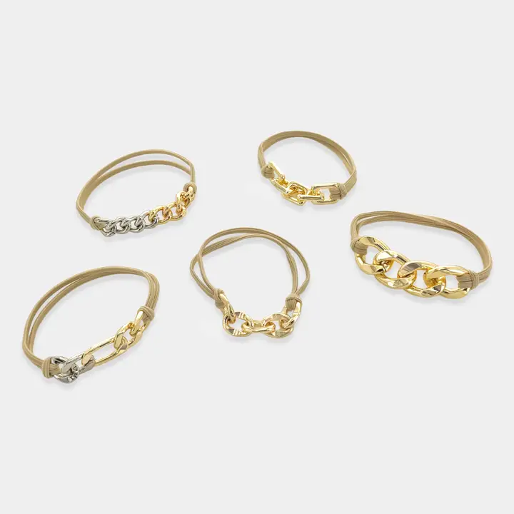 5pc Hair Tie - Bracelet Set
