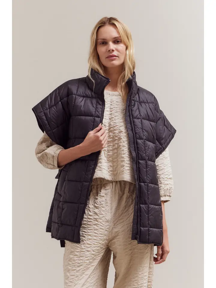 High Neck Zip Up Quilting Padded Vest