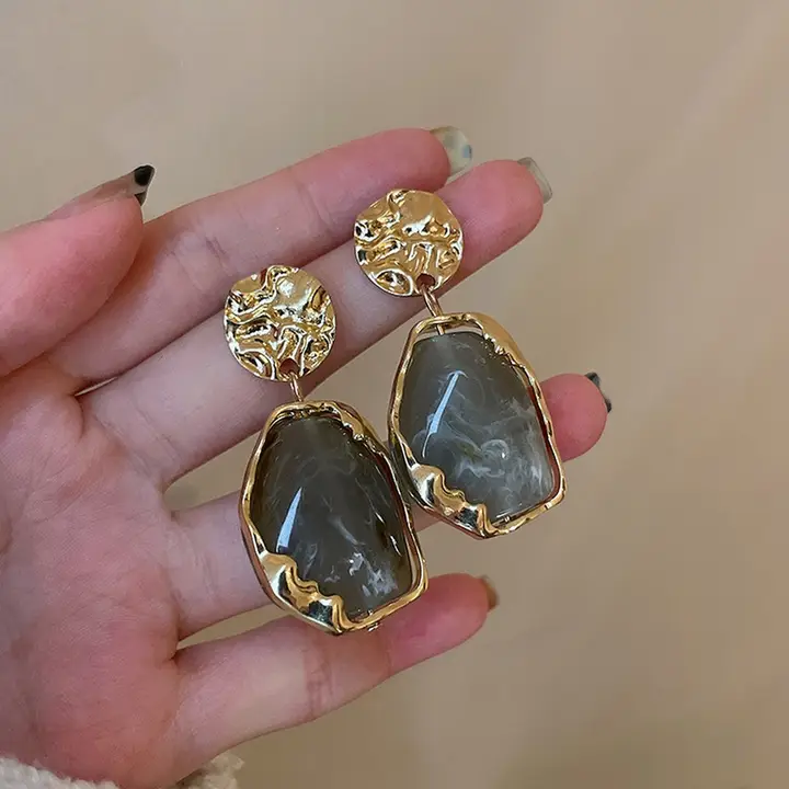 Pleated Geometric French Vintage Earrings