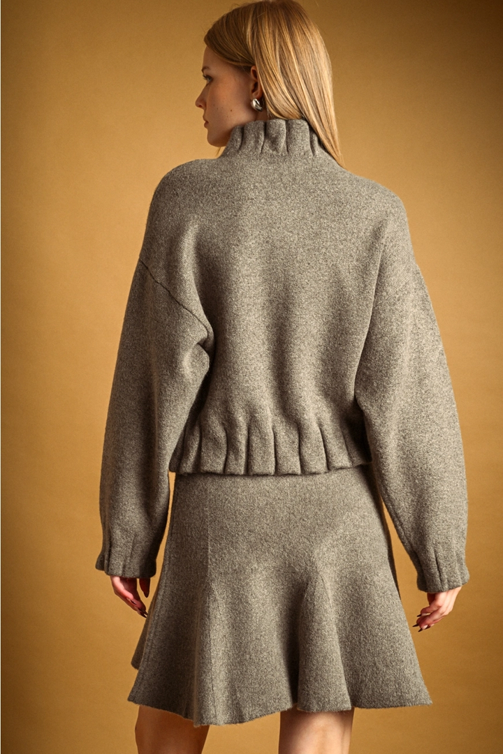 High Neck Button Closure Jacket