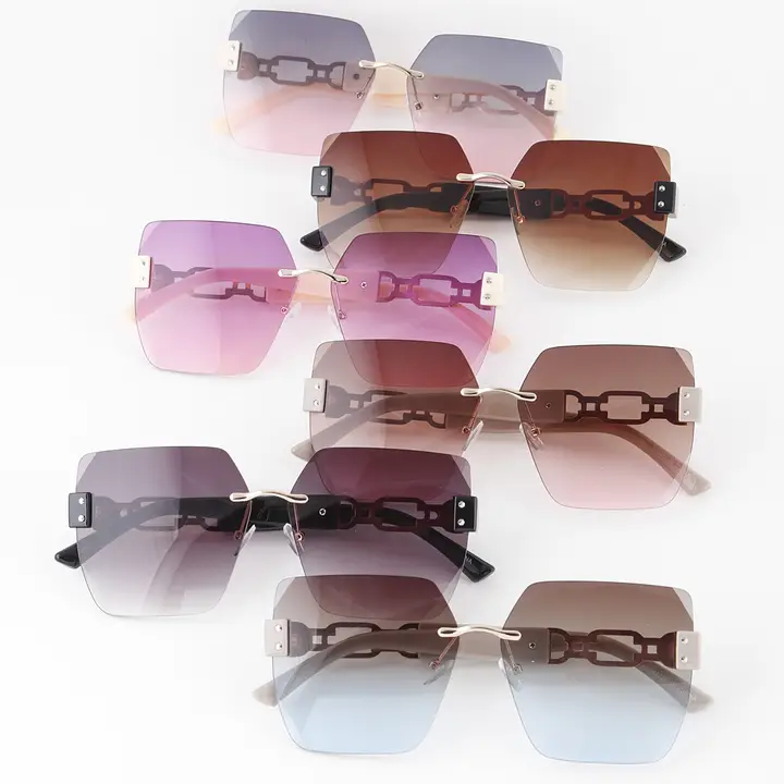 Rimless Box Chain Sunglasses