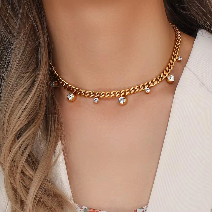 Nova Cz Cuban Chain Necklace Waterproof