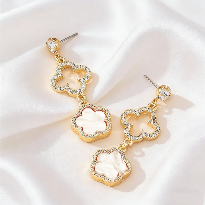Crystal Clover Statement Drop Earrings