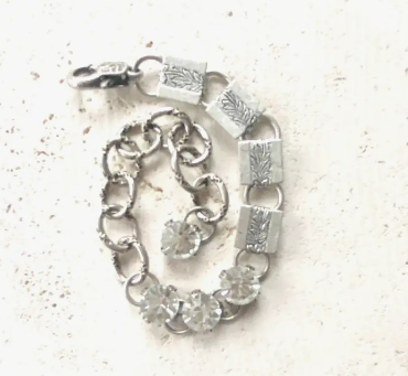 Crystal Brushed Silver Bracelet - Beciga