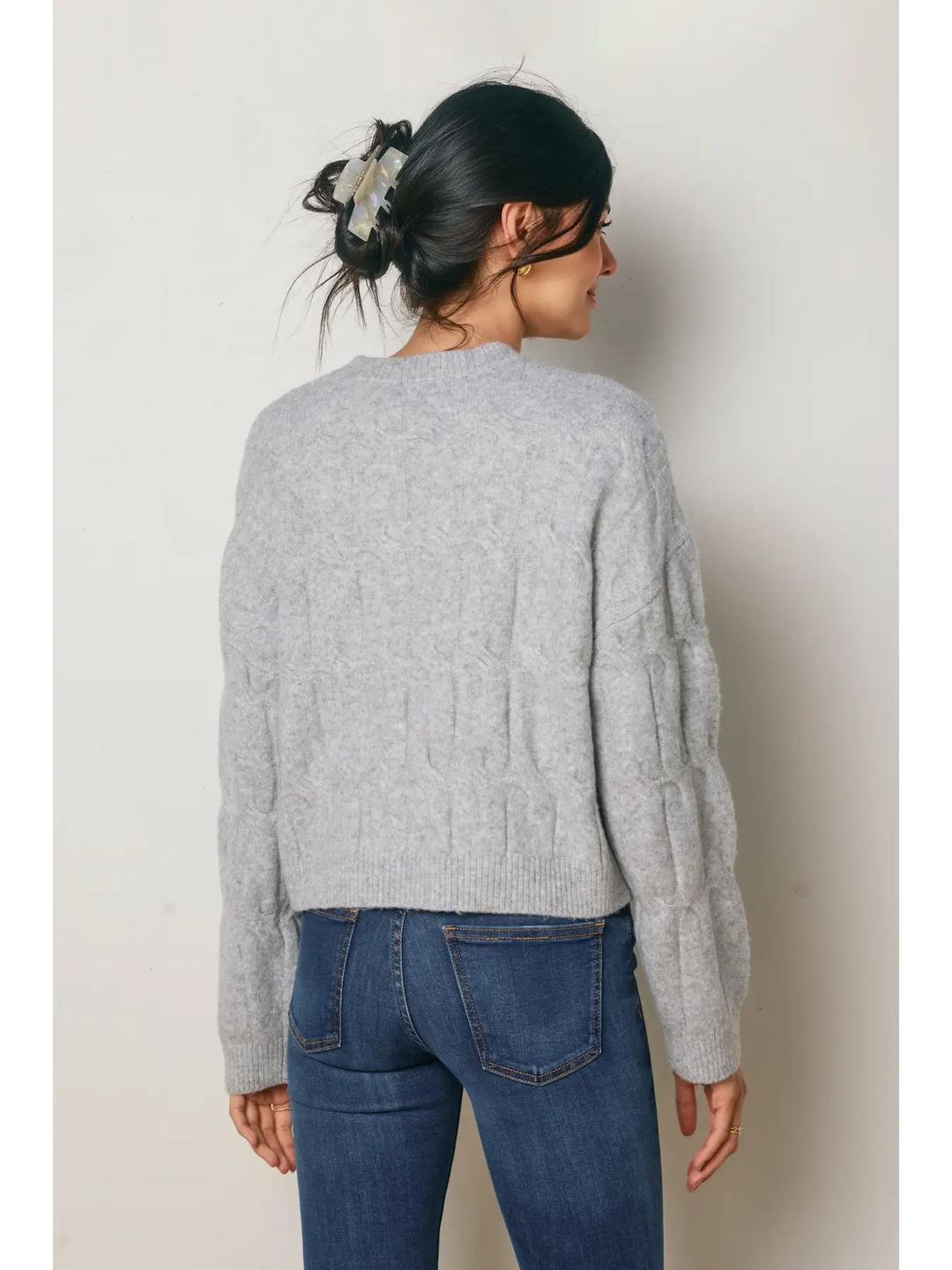 Frosted Mesa Relaxed Cable Knit Sweater