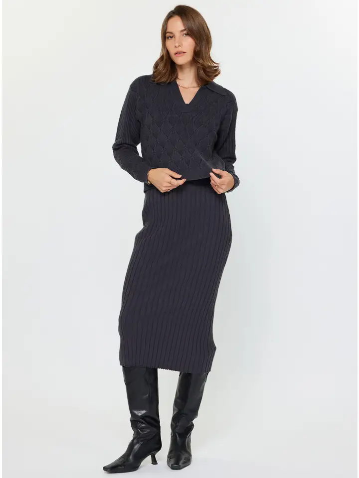 Tessa Twofer Sweater & Midi Dress Set Charcoal / Medium Tessa Twofer Sweater & Midi Dress Set Charcoal / Medium