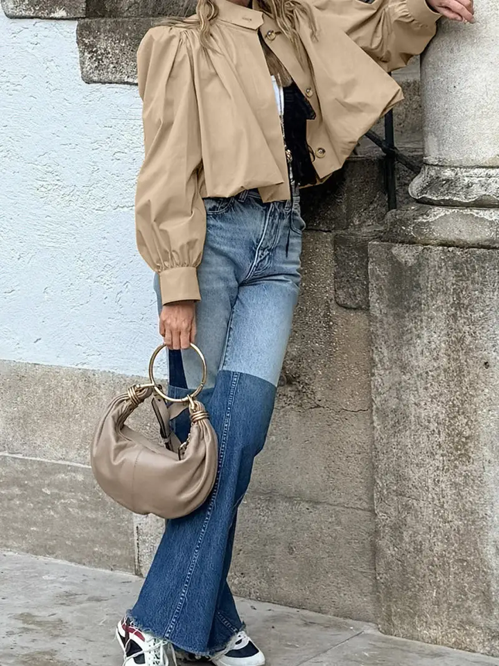 Cropped Buttoned Trench Coat