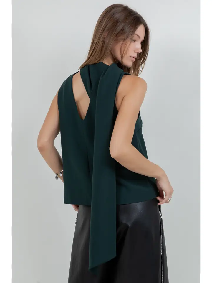 Aria Attached Scarf  Woven Top