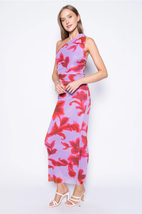 One Shoulder Scarf Maxi Dress