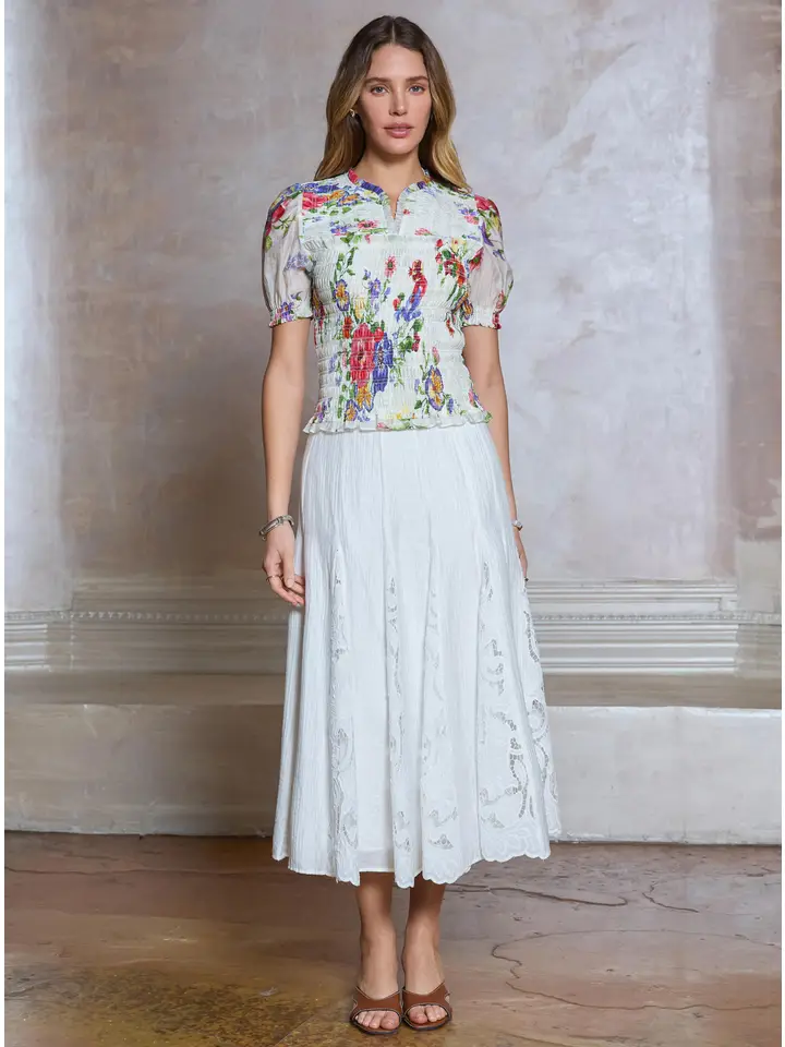 Floral Print Split Neck Top